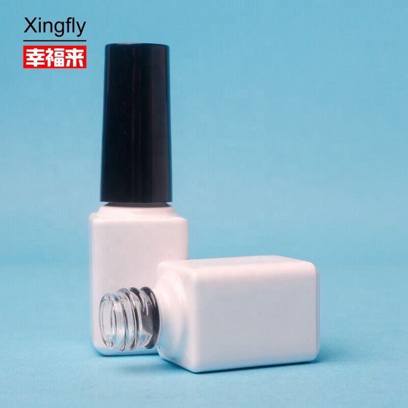 Transparent 6ml Nail Polish Bottle Gel Polish Square Bottle With Plastic Cap And Brush