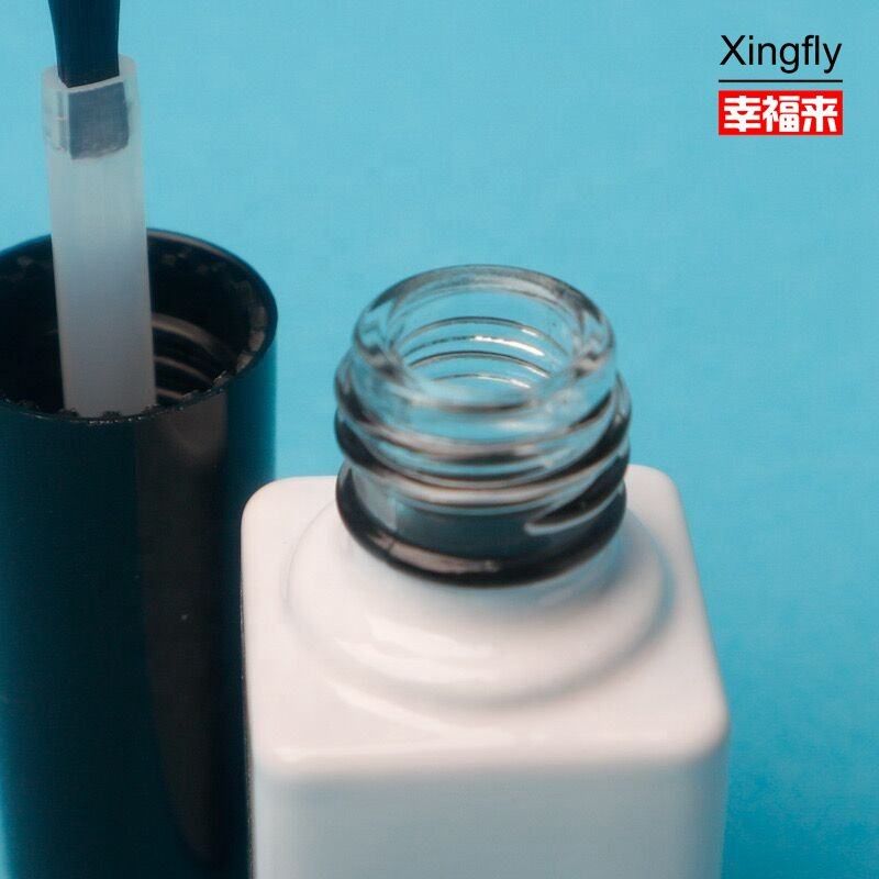 Transparent 6ml Nail Polish Bottle Gel Polish Square Bottle With Plastic Cap And Brush