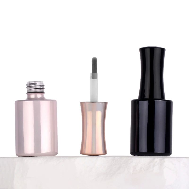 Round Empty Glass Nail Polish Bottles 5-15ml Capacity with Function Decoration