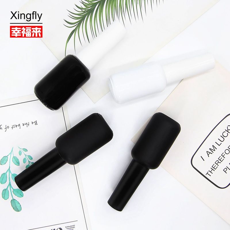 9ml Round Empty Glass Uv Gel Nail Polish Bottle Matte Black With Brush Cap