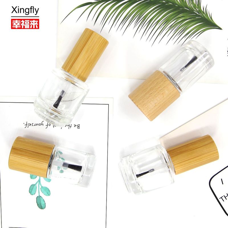 11ml Round Nail Polish Bottle With Wooden Cap UV Gel Empty Bottle Of Nail Polish Glue