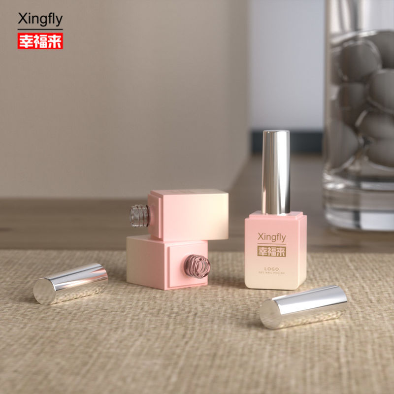 Gel Polish Square Bottle 13ml UV Gel Empty Square Nail Polish Bottle With Brush Cap