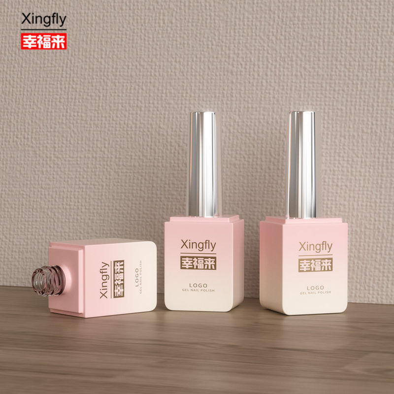 Gel Polish Square Bottle 13ml UV Gel Empty Square Nail Polish Bottle With Brush Cap