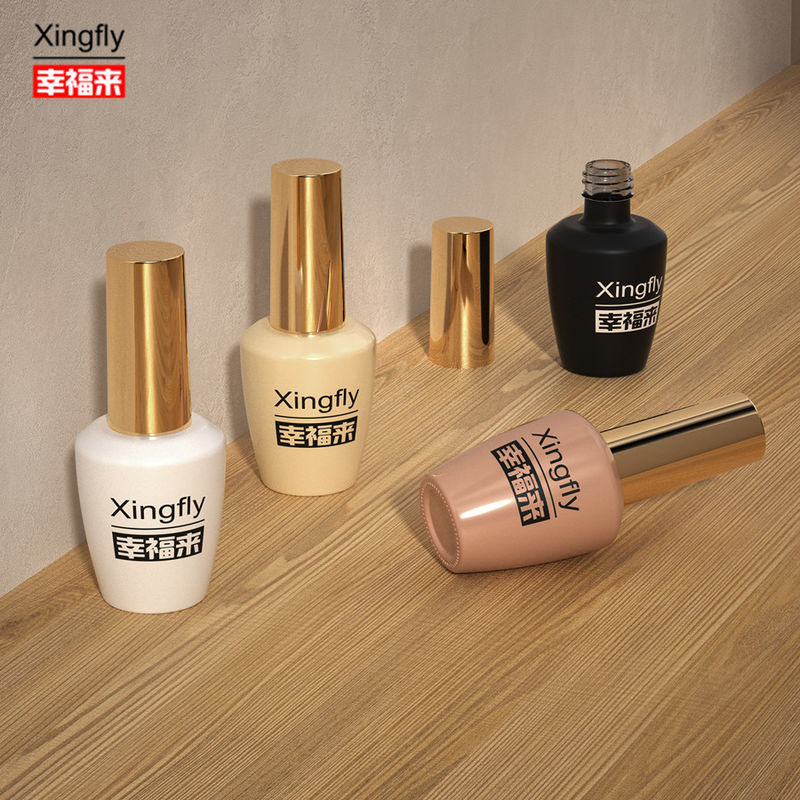 Round Nail Polish Bottle 16ml Uv Gel Polish Glass Bottle For Nail Polish With Cap And Brush