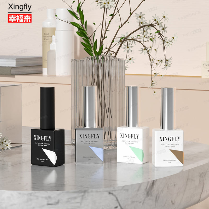 12ml Square Gel Polish Empty Nail Varnish Uv Polish Glass Bottle With Brush Cap