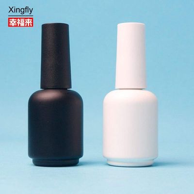 Custom 11ml Round White Black UV Gel Empty Nail Polish Glass Bottle With Brush Caps